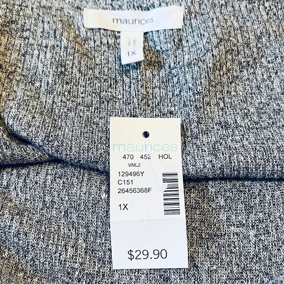Maurices Shoulder Baring Rib Knit Sweater in Gray (1X) New with Tag - Picture 6 of 8